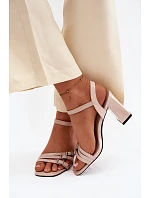 Dámské sandály na podpatku s pásky Vinceza béžové