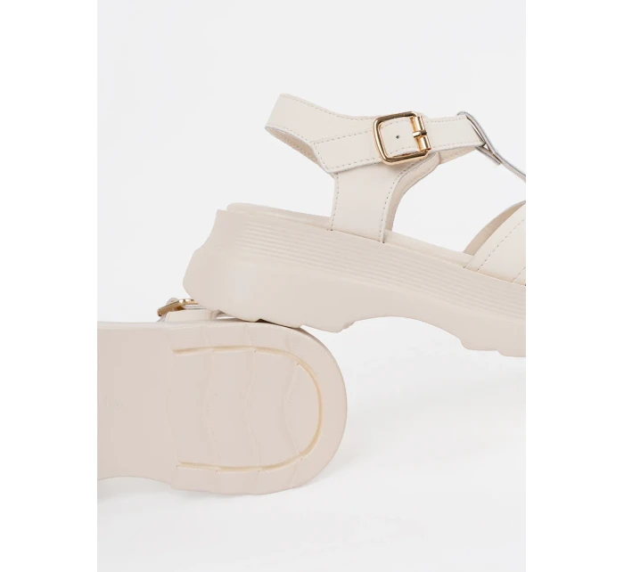 Pěkné Jasnobeżowy  sandály dámské platforma