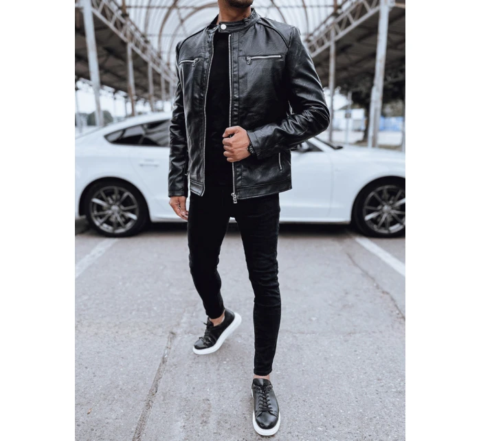 Pánská kožená bunda černá FashionStreet TX4713 Pánská kožená bunda černá FashionStreet TX4713