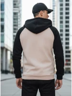 Pánská základní mikina s kapucí béžová FashionStreet BX5890 Pánská základní mikina s kapucí béžová FashionStreet BX5890