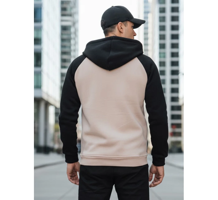 Pánská základní mikina s kapucí béžová FashionStreet BX5890 Pánská základní mikina s kapucí béžová FashionStreet BX5890