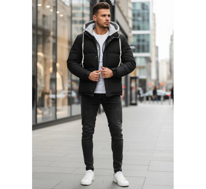 Pánská prošívaná zimní bunda s kapucí černá FashionStreet TX5104