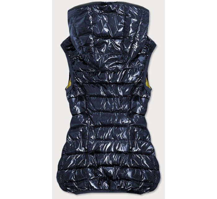 Tmavě modrá dámská vesta s kontrastní podšívkou (B9549)