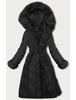 Černá dámská zimní bunda s páskem model 21246680 - J.STYLE Černá dámská zimní bunda s páskem model 21246680 - J.STYLE