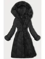 Černá dámská zimní bunda s opaskem (5M3156-392) Černá dámská zimní bunda s opaskem (5M3156-392)