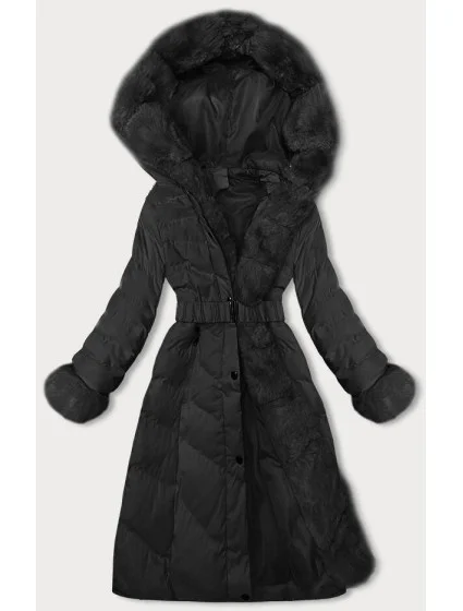 Černá dámská zimní bunda s opaskem (5M3156-392) Černá dámská zimní bunda s opaskem (5M3156-392)
