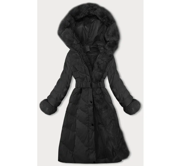 Černá dámská zimní bunda s opaskem (5M3156-392) Černá dámská zimní bunda s opaskem (5M3156-392)