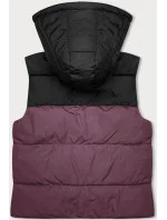 Fialovo-černá krátká dámská vesta J.STYLE s kapucí (16M9112-53) Fialovo-černá krátká dámská vesta J.STYLE s kapucí (16M9112-53)