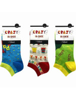 Zábavné nízké crazy ponožky unisex v setu 3 páry CRAZY IN-SHOE SOCKS 3x - BELLINDA - světle zelená