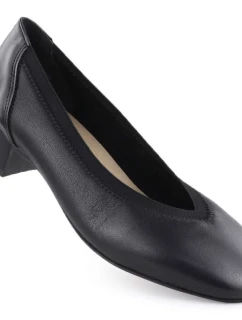 Dámské kožené lodičky na nízkém podpatku černé Rieker 43452-00