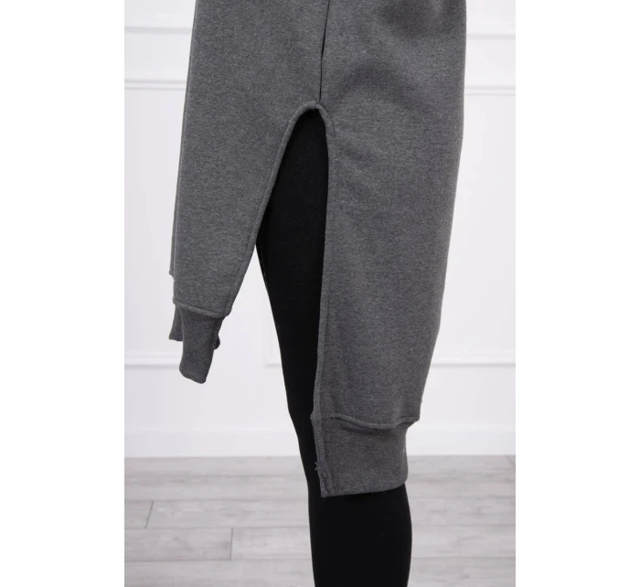 Zateplená mikina s bočními rozparky grafitová