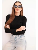 Dámská model 21777059 blůza s jemným rolákem a dlouhým rukávem černá - K-Fashion