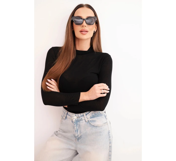 Dámská model 21777059 blůza s jemným rolákem a dlouhým rukávem černá - K-Fashion