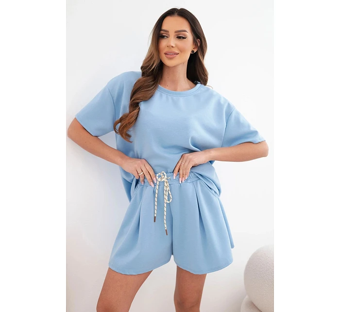 Dámský viskózový máslový komplet s krátkým rukávem a kalhotami s nohavicí model 22077172 - K-Fashion