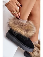 Kožené Sněhové Boty Na Platformě S Kožíškem Černé model 21677876 - Boto