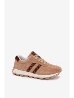 Dámské semišové tenisky na platformě Leopardí vzor model 22013938 Hnědé - S.Barski