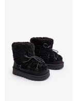 Teplé dětské sněhule, šněrovaná černá, Asija Teplé dětské sněhule, šněrovaná černá, Asija