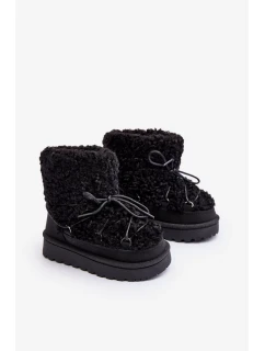 Teplé dětské sněhule, šněrovaná černá, Asija