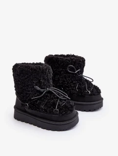 Teplé dětské sněhule, šněrovaná černá, Asija