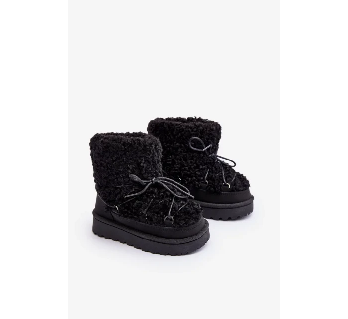 Teplé dětské sněhule, šněrovaná černá, Asija Teplé dětské sněhule, šněrovaná černá, Asija