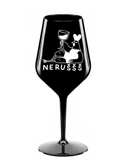 NERUŠŠŠ - černá nerozbitná sklenice na víno 470 ml