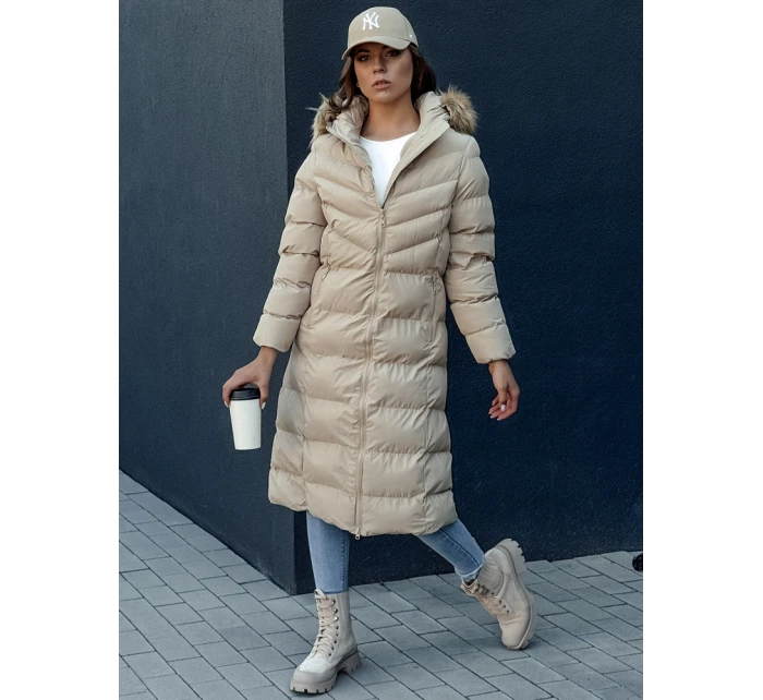 Dámský zimní kabát LUXWARM béžový FashionStreet TY4376