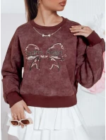 Dámská krátká oversize mikina s kravatovým motivem DENVIS vínová FashionStreet BY1423