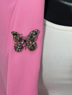 Brož Motýl model 18754323 zelené + stříbro - K-Fashion