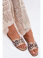 Dámské Pantofle Na Plochém Podpatku S Mašlí Béžové model 21702398 - Boto Dámské Pantofle Na Plochém Podpatku S Mašlí Béžové model 21702398 - Boto