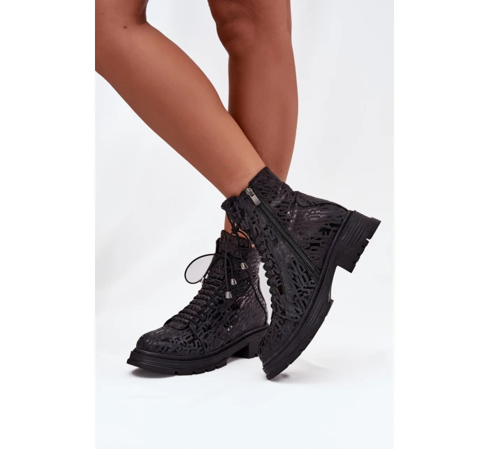 Kožené workery dámské zateplené na zip model 21712033 Černé - Artiker