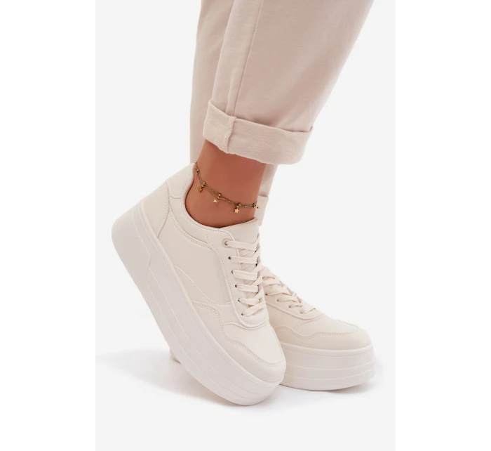 Dámské tenisky s masivní platformou Světle béžové Feressa