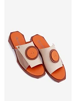 Kožené dámské geometrické pantofle Maciejka K7479-18 Béžovo-oranžové