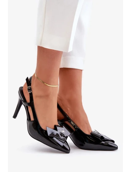 Lakované lodičky s otevřenou patou černé Auroravia