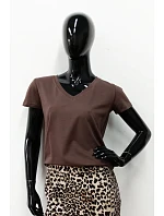 Dámské tričko Serek s krátkým rukávem hnědé - Off Pink