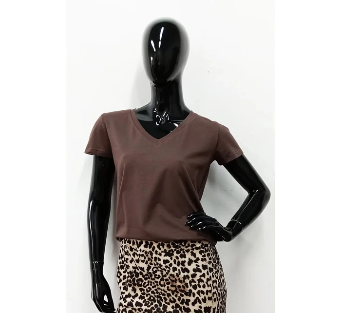 Dámské tričko Serek s krátkým rukávem hnědé - Off Pink