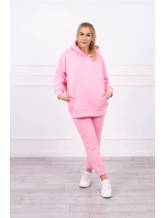 Zateplený set s mikinou s kapucí světle růžový