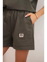 Dámská punto souprava s krátkým rukávem a model 21176894 šortkami khaki - K-Fashion Dámská punto souprava s krátkým rukávem a model 21176894 šortkami khaki - K-Fashion