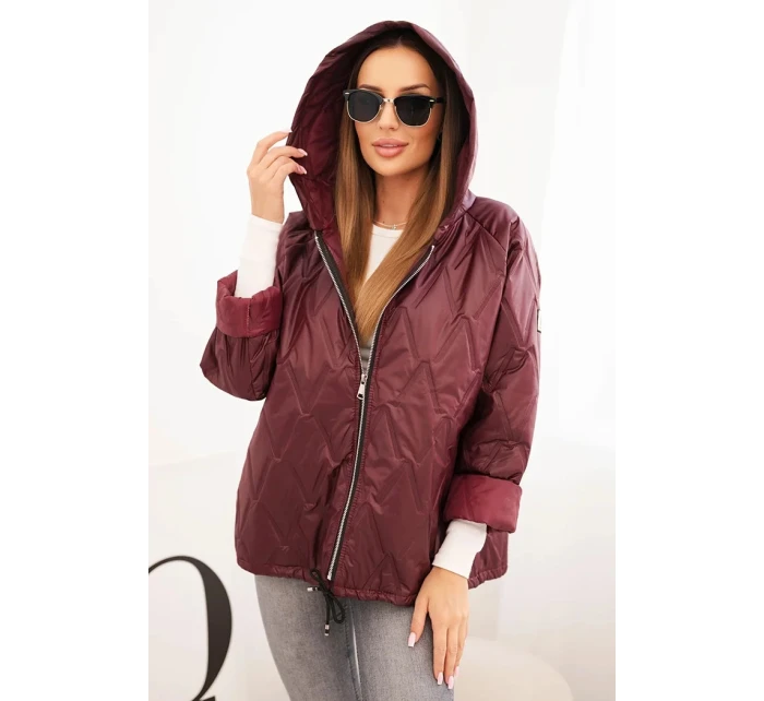 Dámská prošívaná bunda s kapucí švestková