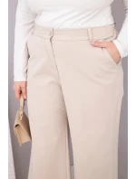 Dámské kalhoty Plus Size s širokou nohavicí a vysokým pasem béžové