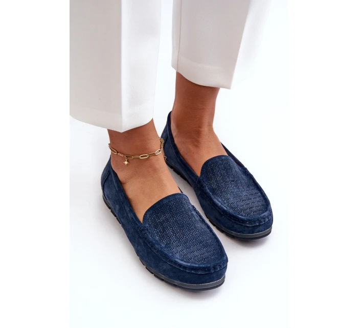 Dámské modré semišové mokasíny model 21659563 - S.Barski Dámské modré semišové mokasíny model 21659563 - S.Barski