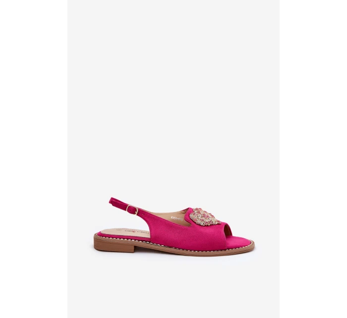 Dámské sandály s ozdobným srdcem S.Barski KV27-018 Fuchsie