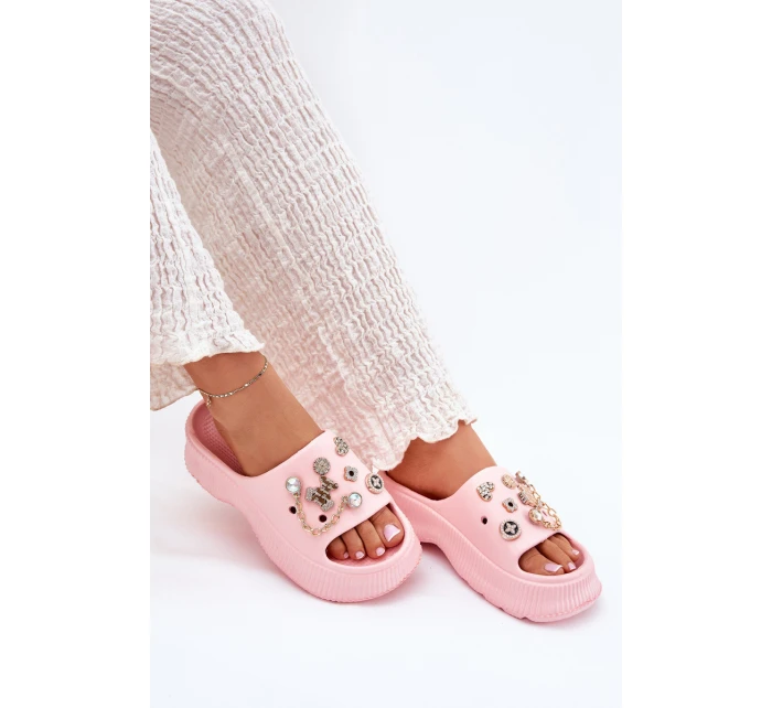 Pěnové Dámské Pantofle Se Zlatými Prstýnky Růžové Hortiana Pěnové Dámské Pantofle Se Zlatými Prstýnky Růžové Hortiana