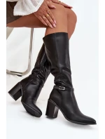 Dámské kozačky zateplené na klínku s přezkou  černé model 21712769 - SERGIO LEONE