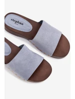 Dámské pantofle se zlatými sponami modré model 21918761 - Boto Dámské pantofle se zlatými sponami modré model 21918761 - Boto