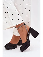 Dámské sandály na masivním podpatku ve tvaru sloupku s páskem se štrasem Černé Seraphina Dámské sandály na masivním podpatku ve tvaru sloupku s páskem se štrasem Černé Seraphina