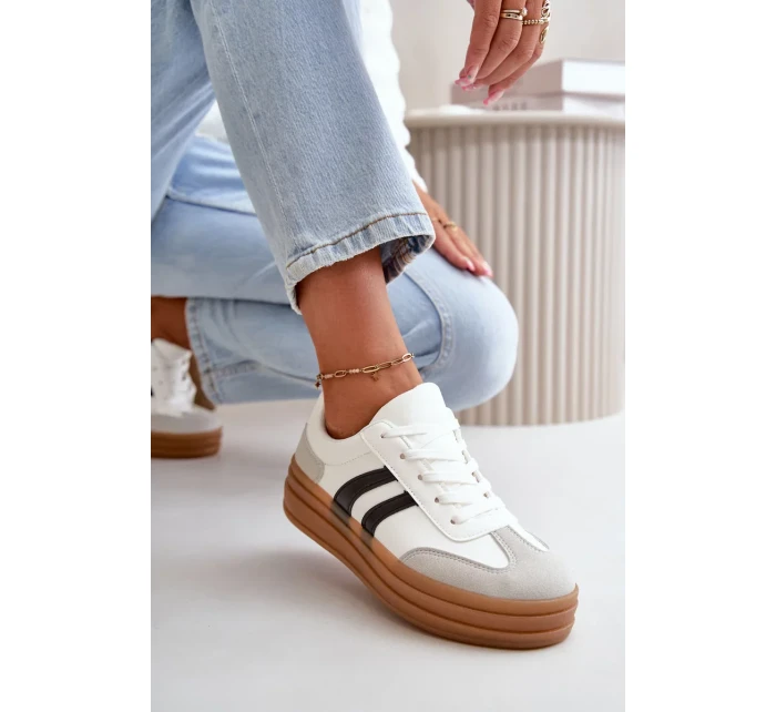 Dámské Tenisky Na Platformě Bílo-Šedé Nesonice Dámské Tenisky Na Platformě Bílo-Šedé Nesonice