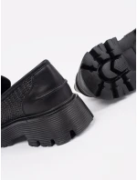 Komfortní  mokasíny dámské černé platforma