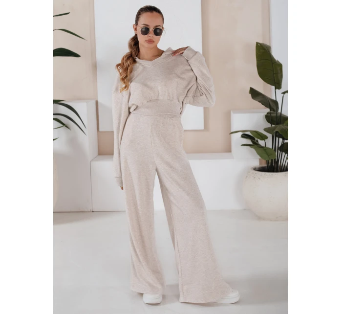 Dámský komplet širokých kalhot a mikiny MINALIA beige FashionStreet AY0917
