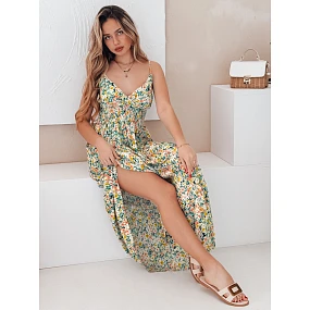 FLORALUSH maxi šaty se zelenými a žlutými květy FashionStreet EY2630