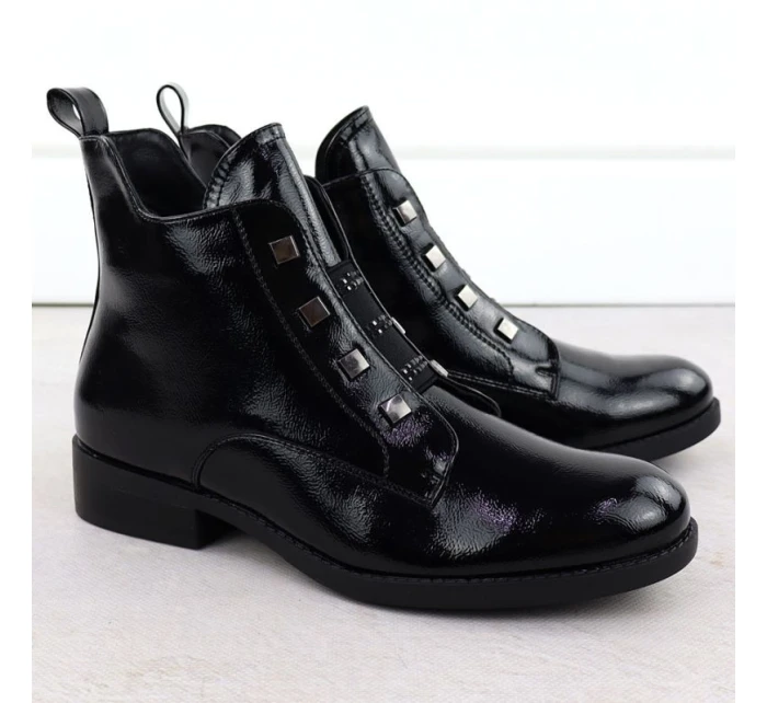 Dámské černé lakované kozačky S.Barski HY52-527 Dámské černé lakované kozačky S.Barski HY52-527